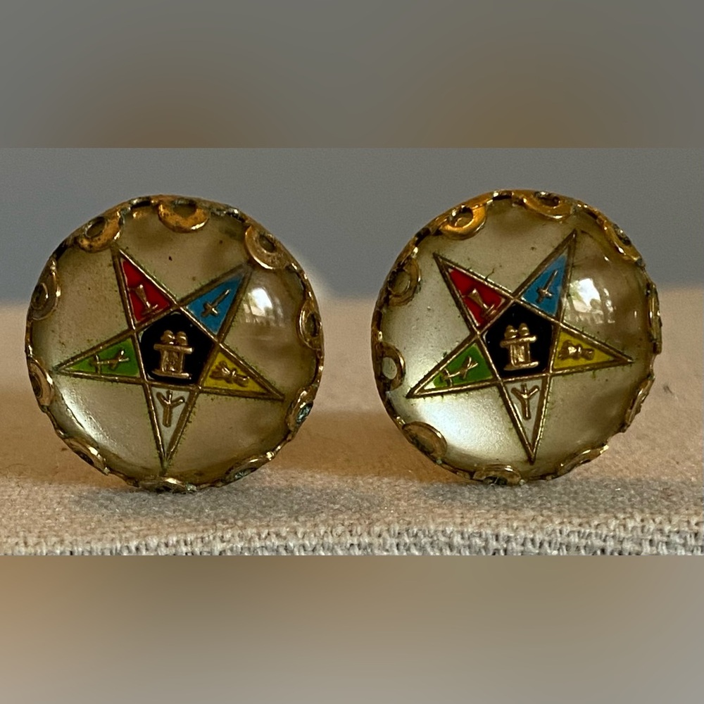 Vintage Eastern Star Clip Earrings
